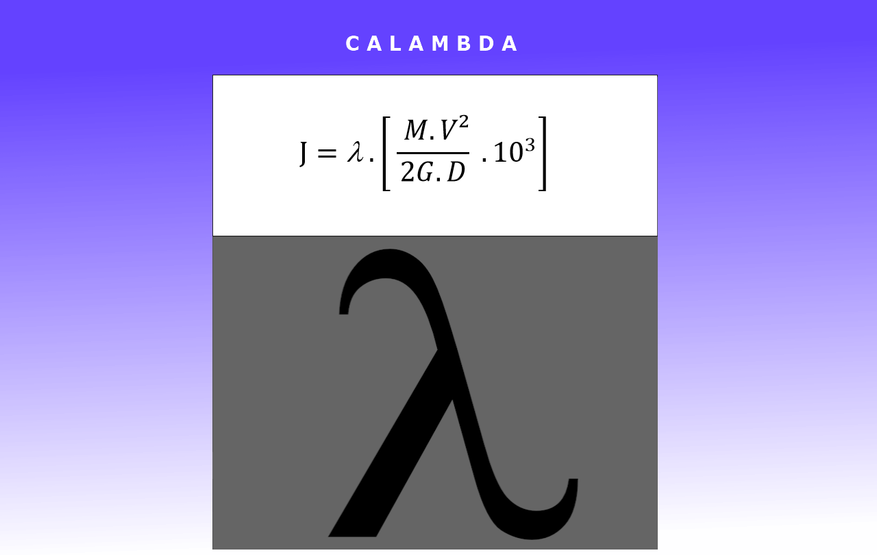 Calcul du coéfficient lambda pour les pertes de charge