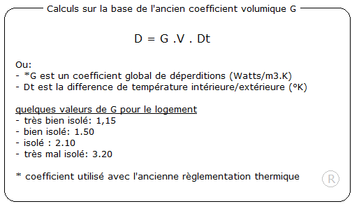 Calculs déperditions thermique base GV